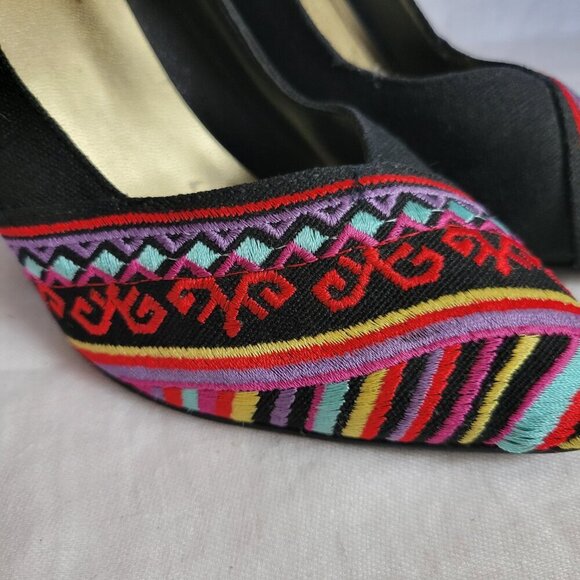 Rush Hour Express Pumps Stilettos Shoe 8 Retro retro unworn 4" heel 90s tapestry - Picture 2 of 14
